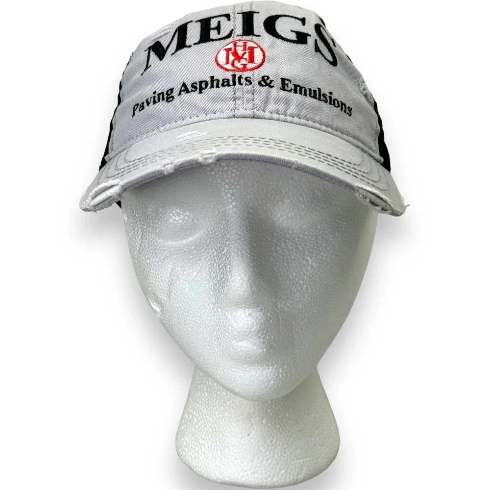 Meigs Paving Asphalts & Emulsions Hat Gray Black Mesh Trucker Cap Adjustable